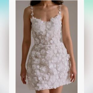 Custom 3D Appliqué White Floral Dress XS/Small